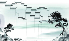徽式建筑山水装饰画