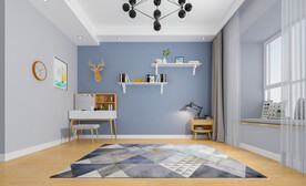 北欧风卧室背景墙3D效果图场景