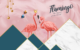 现代简约火烈鸟大理石纹背景墙