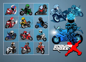 矢量手绘摩托骑行文化系列