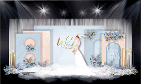 蓝粉色婚礼背景