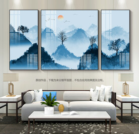 意境水墨山水画无框画客厅装饰画