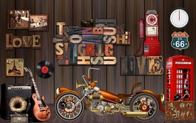 复古英文酒吧咖啡店背景墙图片