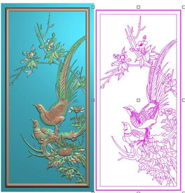牡丹花锦鸡背板玉兰花鸟门板喜鹊