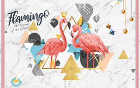 现代简约几何图形火烈鸟背景墙