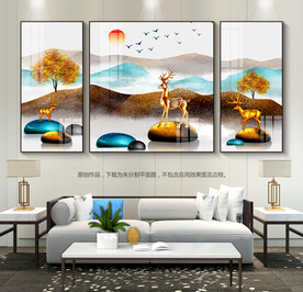 客厅装饰画晶瓷画三联画挂画壁画