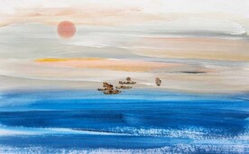 侘寂风抽象帆船水彩油画背景墙