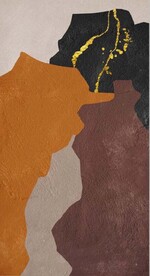 侘寂风抽象金色油画玄关装饰画