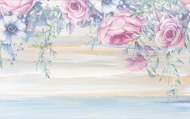 北欧风水彩玫瑰花卉电视背景墙