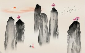 新中式水墨山水风景电视背景墙