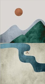 北欧风抽象山脉河流风景玄关装饰
