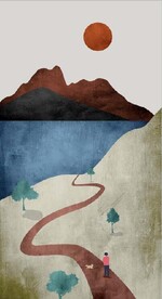 北欧风抽象山脉大海风景玄关装饰