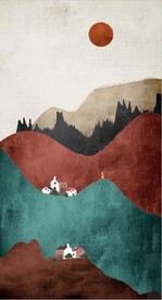 北欧风抽象山脉房子风景玄关装饰