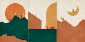 北欧风抽象动物风景儿童房装饰画