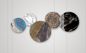 现代风抽象几何大理石拼花电视墙