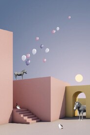 抽象立体建筑斑马玄关装饰画