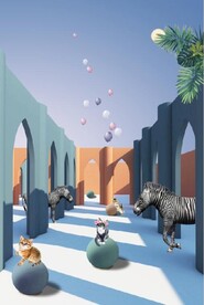 现代抽象立体建筑斑马玄关装饰画