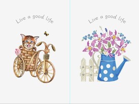 抽象动物小猫花瓶儿童房装饰画