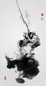 新中式禅意抽象水墨玄关装饰画