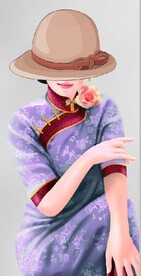 现代太阳帽民国美女玄关装饰画