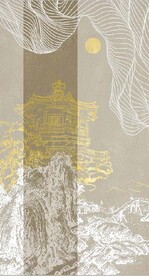 新中式金色浮雕山水玄关装饰画