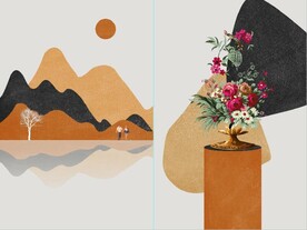 晶瓷北欧抽象爱情情侣装饰无框画