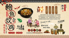 鲍鱼炆鸡背景墙
