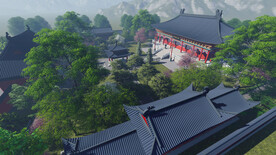 古建筑家庙鸟瞰图