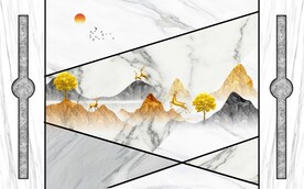 新中式大理石装饰画背景墙
