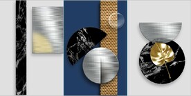 现代抽象金色立体几何装饰无框画