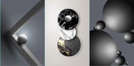 现代抽象3D几何圆形装饰无框画