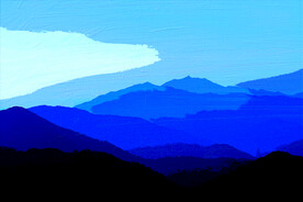 卧室装饰油画白云远山