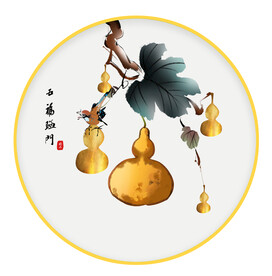 五福临门 圆形画