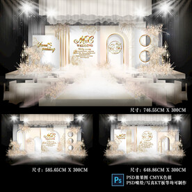 白金色简约婚礼效果图