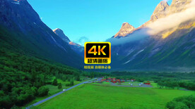 短视频素材汽车行驶在山谷小镇