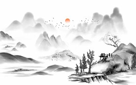 水墨山水江南水乡风景