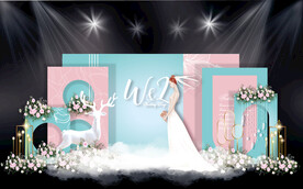 蓝粉色婚礼效果图