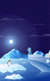 南极冰雪渐变插画