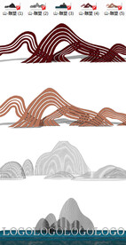 5套新中式禅意线条雕塑山水小品