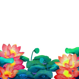 插画国潮花朵荷花元素