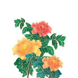 国潮插画牡丹花元素