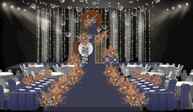 蓝橙撞色小预算婚礼