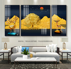 轻奢风金山客厅装饰画摇钱树挂画