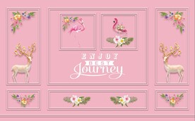 边框 火烈鸟  发财鹿   