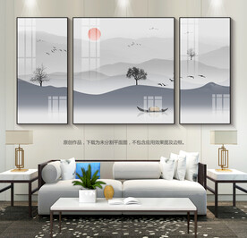 禅意山水画客厅装饰画客厅挂画