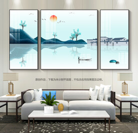 简约客厅装饰画挂画抽象山水画