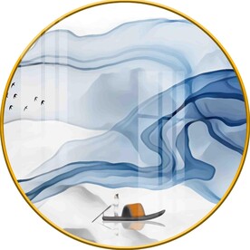 	新中式抽象线条圆形装饰画图片