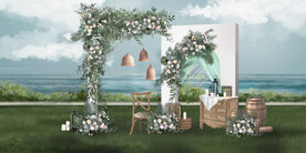 户外白绿色婚礼效果图