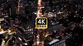 航拍现代城市群街道夜景