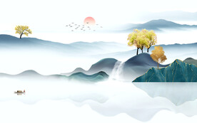 高清 新山水背景墙 TIF分层